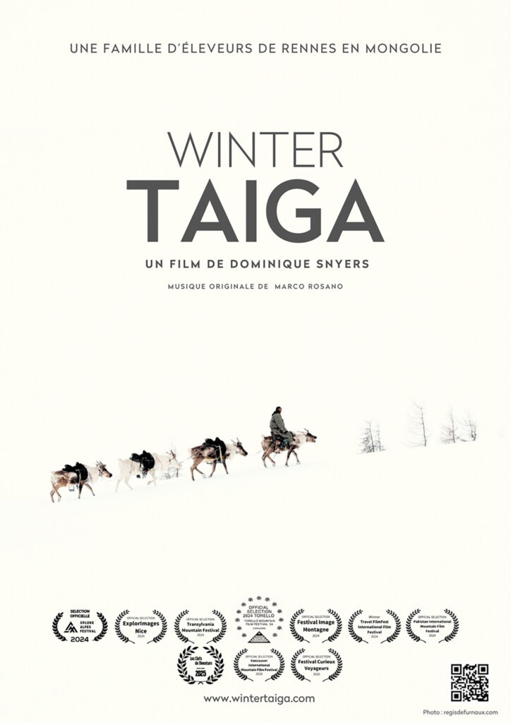 Affiche du film Winter Taiga de Dominique SNYERS , sélectionné pour le festival International du film documentaire d'aventure et de voyage : Les Quais de l'Aventure, à Bordeaux 2026